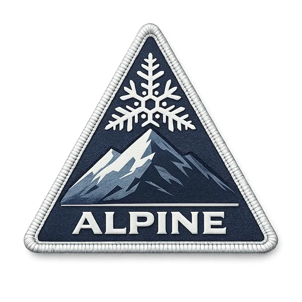 Alpine patch — triangular embroidered patch with snowflake and mountain