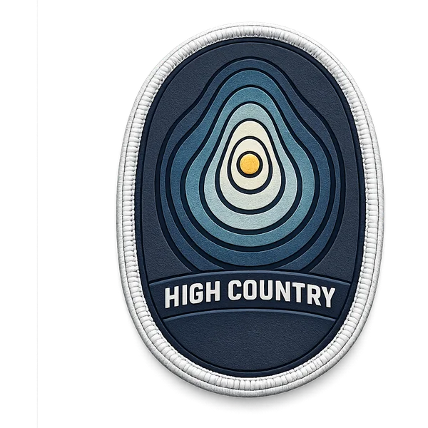 High Country patch — oval embroidered patch with contoured terrain