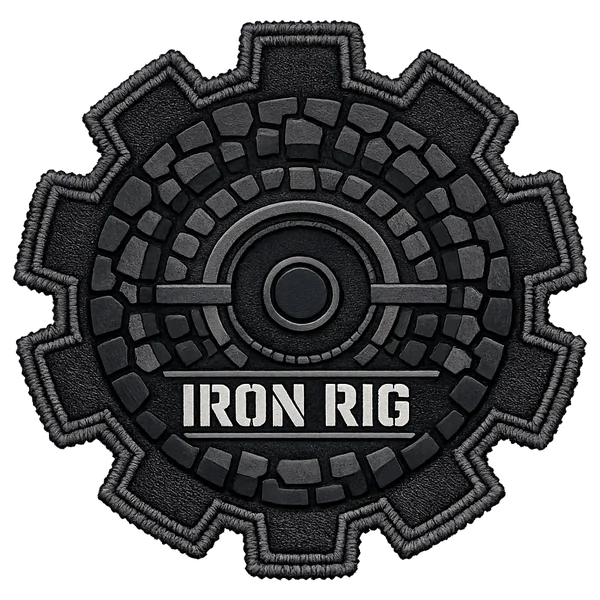 Iron Rig patch — embroidered shield for stock-rig high-altitude completion