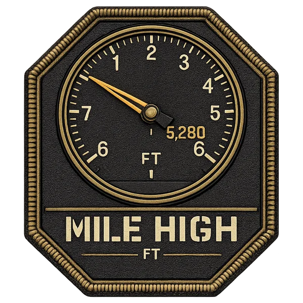 Mile High patch — 5,280 ft milestone embroidered shield