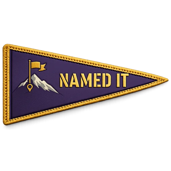 Named It patch — embroidered shield for the first custom destination