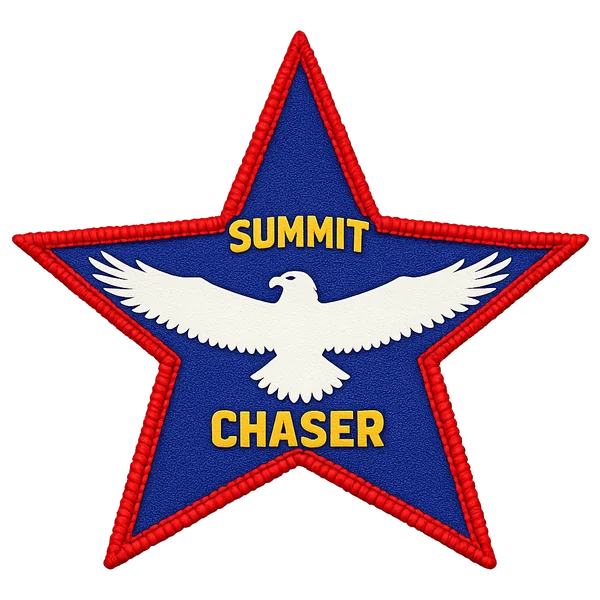 Summit Chaser patch — embroidered shield with mountain summit
