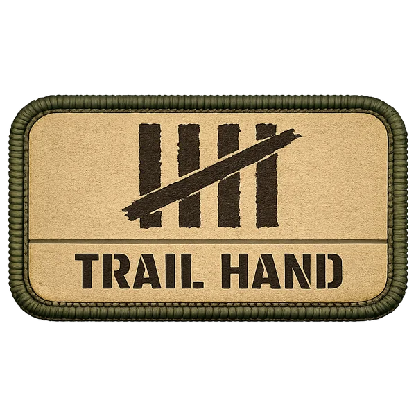 Trail Hand patch — embroidered patch with tally marks