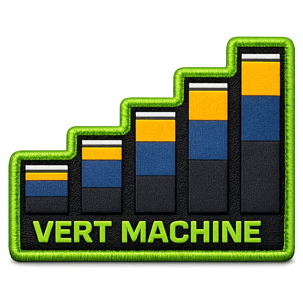 Vert Machine patch — cumulative gain epic tier embroidered shield